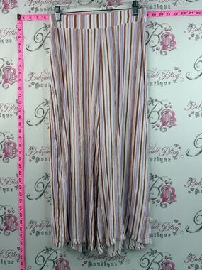 La vie en rose aqua pants Striped Wide-Leg Palazzo Pants - White, Tan, Rust